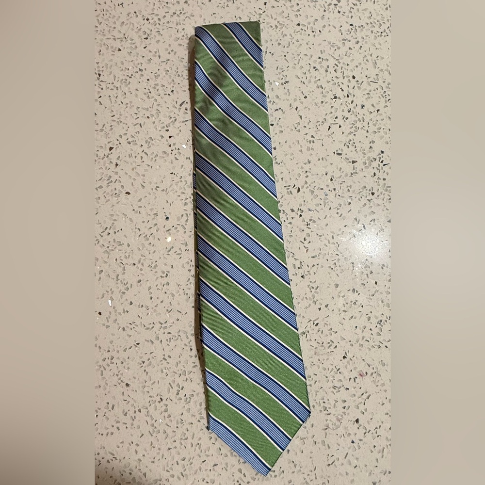 Brooks Brothers Green and Blue Silk Tie, Irregular, Classic Prep, All Silk